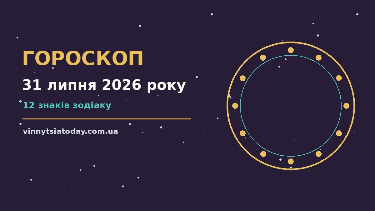 Щоденний гороскоп на 31 липня 2026 року для дванадцяти знаків зодіаку