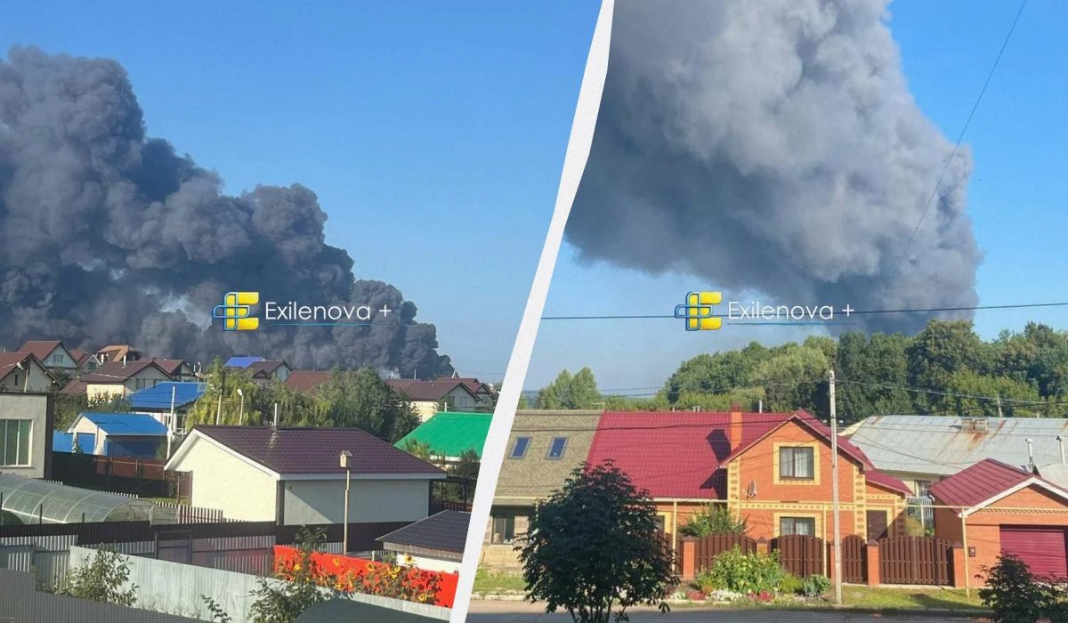Пожежа та дим на території уражених об'єктів у Саратові та Самарській області вночі 2 серпня
